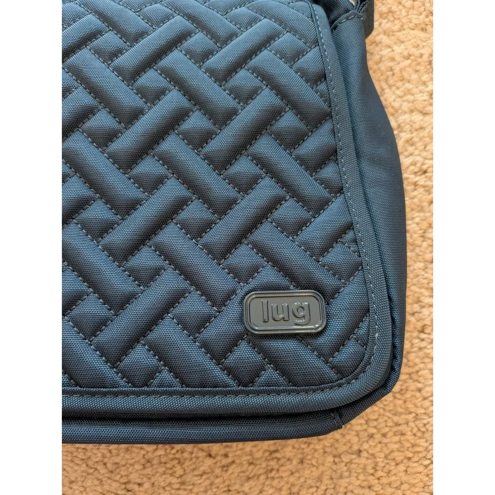 Lug Canter 2 Quilted Crossbody Bag Navy Blue Polka Dot Strap